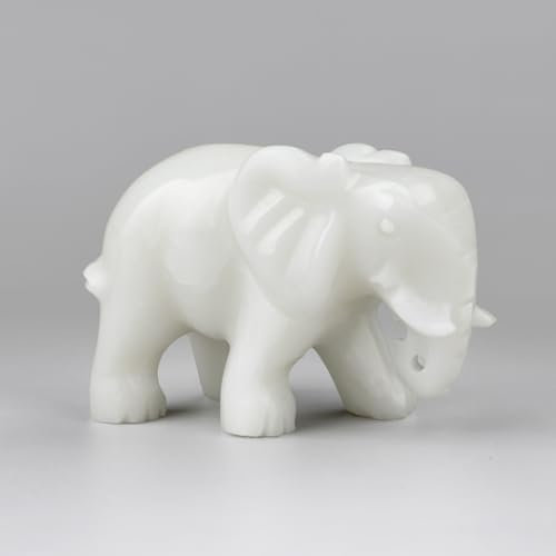 gemshan Jade Elefant Statue Geschenk - Handgefertigte Elefantenfigur Glücksbringer Heimdekoration für Büro Schreibtisch & Regal Display