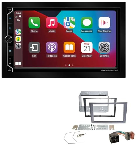 ESX VMX700DAB 2-DIN Autoradio kompatibel mit Wireless Apple CarPlay Android Auto Bluetooth DAB+ passend für Opel Corsa C 2000-2006 Charcoal-metallic