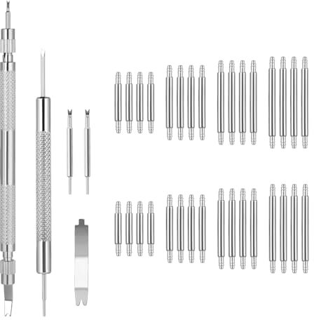 Molain Ersatz-Set für Uhrenarmbandstifte, 37 Stück Uhrenarmband Federstege, Uhrenarmband Reparatur Werkzeug mit robusten Edelstahl-Uhrenarmband-Stiften (16/18/20/21/22/23/24/25mm) (1.5mm)