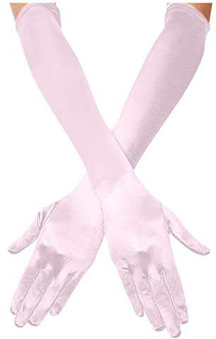 White Cotton Gloves Women Garden Gloves Heavy Duty Bridal Satin Dance Women's Length Finger Gloves Gloves Long 1920s Opera Gloves Netball Gloves Women For Nails Long Gloves Black (Pink, One Size)