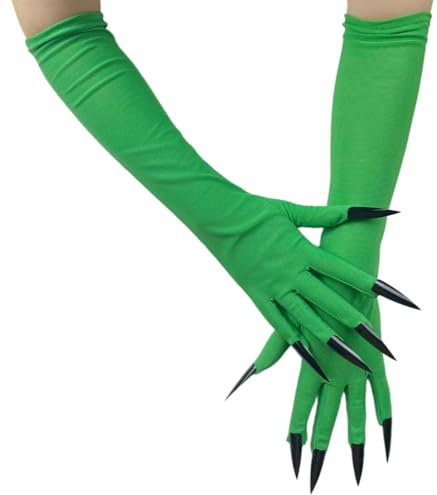 SueaLe Fingernägel Vollfingerhandschuhe Mit Langen Nägeln Für Halloween Kostüm Requisiten. Fingernägel Handschuhe Vampirkralle Nägel