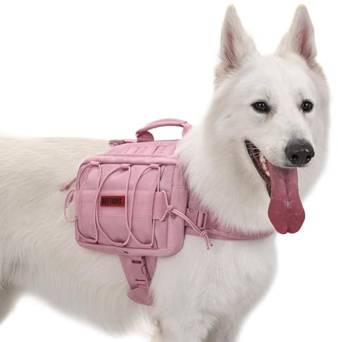 OneTigris Mammoth Hunderucksack 2.0 Version Reißen Camping Wandern Hundebackpack für M/L Größe Hunde (L, Rosa)