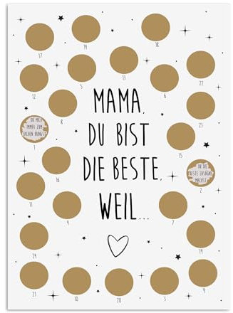 Adventskalender zum Rubbeln Adventskalender A3 Weihnachtskalender Rubbel Adventskalender (A4 Mama, Du bist die Beste)