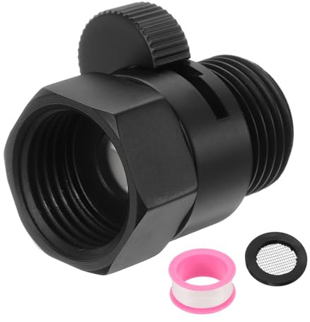sourcing map Duschkopf-Absperrventil aus Messing, verchromt, G1/2 Zoll Duschsteuerventil, Wasserdruckregler, Ersatz für Duschsystem mit PTFE-Band (schwarz, 39 mm)