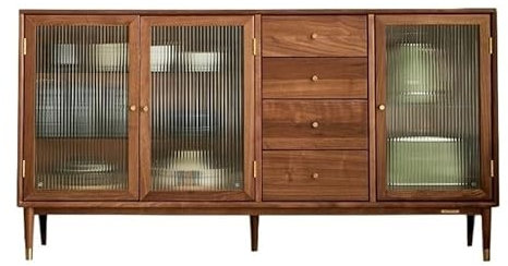 Sideboard aus Massivholz, moderner nordischer Stil, schwarzer Nussbaum, Küchenschrank für kleine Wohnungen, Wohnzimmer, Wanddekoration, 1600 x 400 x 850 mm