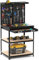 COSTWAY Werkbank 81 x 41 cm, 225 kg Tragkraft Arbeitstisch mit Lochwand & Schubladen & regalen & 20 Hängehaken, Werktisch Werkzeugbank für Haus, Garage, Werkstatt (81x41x156 cm,Schwarz)