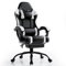 Sillas Gaming con Reposapies, Silla Gamer Adulto con Respaldo Lumbar, Silla Escritorio Gaming Ajustable en Altura, Silla Ordenador en Piel Sintética (Blanco)