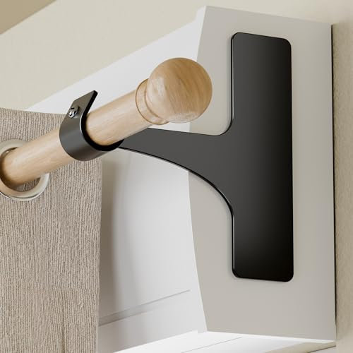 niffgaff Support Tringle Rideaux sans Perçage pour Coffre Volet Roulant – Fixation Autocollante, Convient aux Barres 19–28 mm, Lot de 2, Métal Résistant, Installation Facile
