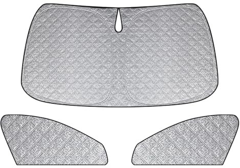 Roadtime Parasol para parabrisas de coche apto para BMW 5 Series 2018-2025, 3 unidades, alfombrilla térmica para cabina del conductor, parasol frontal, oscurecimiento interior, protección UV, plegable