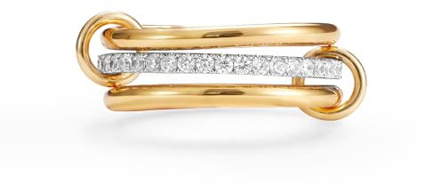 MUMREUES Gold Ringe Damen stapelbar 14K Gold plattiert - Verzahnte Weißgold/Gelbgold Zirkonia Schmuck Stacking Ringe Geschenkbox Größe 54