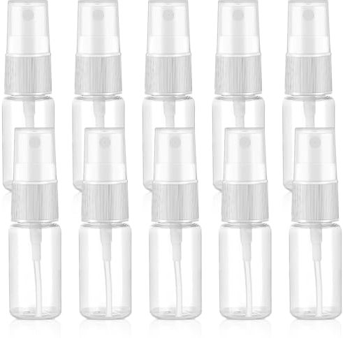 GGUFAY 10 Pezzi 10ml Flaconi Spray, Riutilizzabile tomizzatore bottiglia di Profumo in Vetro, Mini Flaconi Spray da Viaggio Vuoti,Plastica Trasparente Flacone Spray, per l'uso quotidiano e i viaggi