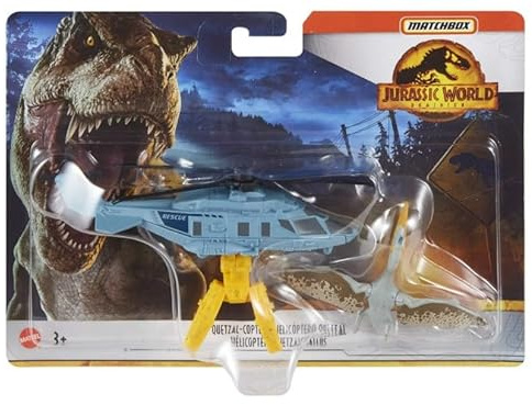 Hot Wheels Jurassic World Rebirth, Dinosaurier Sammelfahrzeug und Figur (Quetzal-Copter Quetzalcoatus)