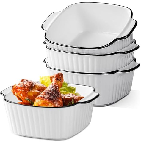 Kottwca 4PCS Lasagne Dish - 400ML Small Oven Dish,Ceramic Baking Dishes with Handles, 5.7'' Square Oven Proof Dish,Oven-Safe & Microwave-Safe