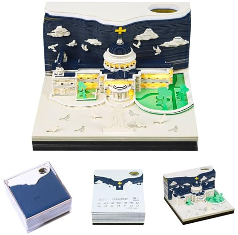 3D Kalender 2026 AbreißEn, 3D Notizblock Calendar, St. Paul Wochenkalender Haftnotizen Tischkalender, Papierskulptur Desktop Ornament Geschenke fur Weihnachts, Geburtstag, Home Decor