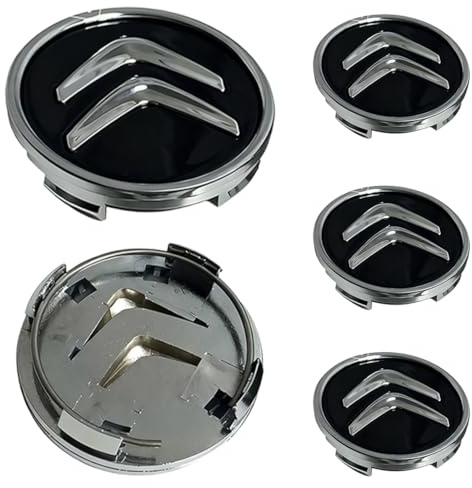 5PCS Schwarze Radkappen, für Citroen 60mm C1 C3 C4 C5 C6 DS3, Leichtmetallfelgen-Logo, Gute Stabilität