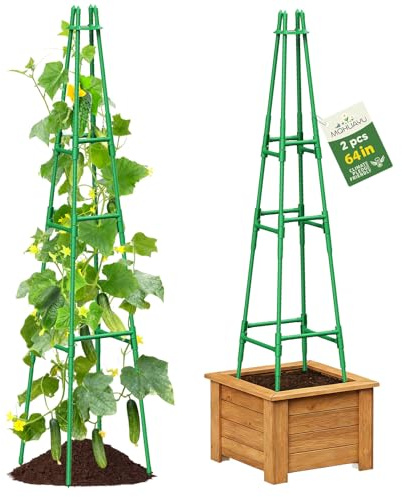 Lot de 1 Obélisques de Jardin, 180 CM Tuteurs pour Plantes Grimpantes Extérieur et Pots Intérieur, Supports Métalliques Antirouille pour Rosiers, Clématites, Lianes et Légumes
