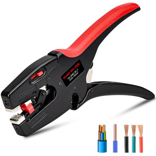Pinza Spelafili Automatica, Spelafili Elettricista 2 in 1, Spellacavi Elettrici con Ganasce Autoregolanti, Lunghezza Regolabile, Leggera e Portatile, per Cavi,Fili 0,03-10mm²