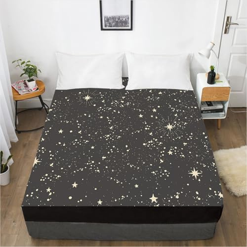 Spannbettlaken 80x200 Beige Stern Grau Bettlaken 80x200cm Bed Linen Polyester Bettlaken Atmungsaktiv Matratzenbezug 30cm Tiefe Bed Sheets Weich und Knitterfrei Spannbetttuch