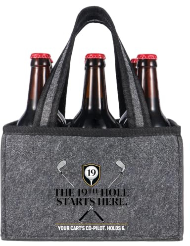 KHstylehoo Funny Golf Gifts for Men, 19th Hole Beer Bottle Carrier 6 Bottles Bag, Personalised Golf Gifts for Husband, Dad and Grandad, Birthday Coach Gift and Golf Days Accessories