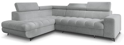 Masseno Ecksofa MORIVA Q L-S mit Schlaffunktion L-Form, Klassisch Sofa mit Bettkasten, Wohnzimmersofa, Couch, Soffa, Bettsofa, Couchgarnitur - Hellgrau, Quelle 83