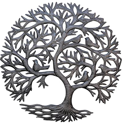 BOMEON Arbre de Vie avec Oiseaux, Jardin, Art en métal, en Intérieur et en extérieur Décoration Murale 58,4 cm.