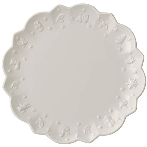 Villeroy & Boch Toy's Delight Royal Classic Frühstücksteller 6er Set, 23 cm, Dessertteller mit weihnachtlichem Relief, Premium Porzellan, Weiß