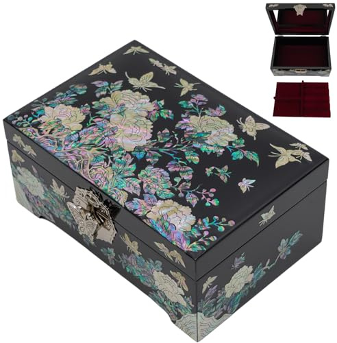 February Mountain Boîte à bijoux en nacre avec plateau à bagues – Cadeau unique pour les femmes qui ont tout