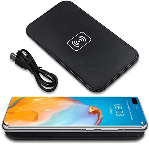 Qi Wireless Charger kompatibel für Huawei P30 Pro / P40 Pro/Plus Induktives Universal Schnellladegerät Kabelloses Laden, Farbe:Schwarz