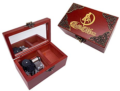 Spieluhr Silbernes Uhrwerk geschnitzt Holz Hand Kurbel Musikalisches Geschenk für Geburtstag, Urlaub, Jubiläum, Hochzeit, Muttertag, Weihnachten, Valentinstag,Melodie: Moonlight Densetsu