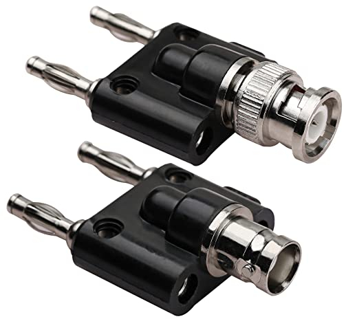 CLDIY 1 PC BNC-Stecker auf Dual-Bananen-Stecker Jack-Bindungsklemmen & 1 PC BNC-Buchse auf Dual-BananenSteckerJackBindungsklemmen, Koax-Buchse Splitter-Anschluss