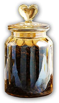 Barattoli di vetro ermetici vintage con coperchio in vetro, contenitori tradizionali, per conservare, ideali per tè, caffè e dolci (950 ml) - Ambra