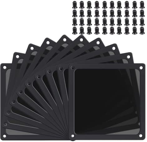BRIEFCEC Dust Filter 140mm with Screws for Computer Cooler Fan/PSU/Routers NYLON 80 Mesh, Magnetic Frame PC Fan Dust Mesh PC Cooler Filter Dustproof Grills (NYLON, 10Pack, Black)