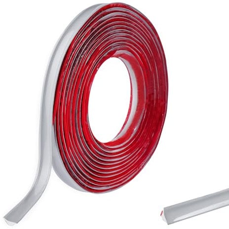 3 Mètres PVC Joint d'Étanchéité Autocollant Bordure de Finition Plan de Travail Cuisine Angle Mur, Joint Mur Intérieur Profil Finition Bande Finition Calfeutrage Moulure Plinthe,12mmx6mm Gris