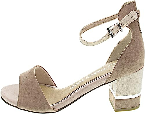MARCO TOZZI Damen Sandalen mit Absatz mit Verstellbarem Riemen Vegan, Rosa (Pink Comb), 36 EU