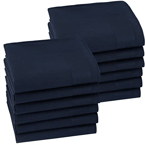 HOULIFE Herren Taschentücher - Stofftaschentücher Damen, Einfarbige Taschentücher Stoff aus Reiner 60S Baumwolle für Alltagsgebrauch Hochzeit, 40x40cm/16x16’’ (Dunkelblau, 12 Stücke)