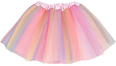 tsaChick Kind Mädchen Regenbogen Tüllrock Rüschen Gummibund Retro Tutu Mini Kurz Rock Pink 24Monat -8 Jahre alt (Pink)