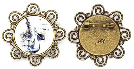Saxophon Bauschirm Aquarell Blume Brosche Pins Schmuck für, M