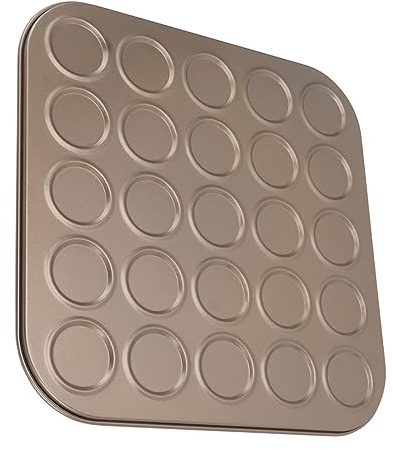 Teglia Superiore per Muffin, Teglia per Macaron, Teglia per Muffin, Teglia in Acciaio al Carbonio per Forno, Oro(25 Pezzi)