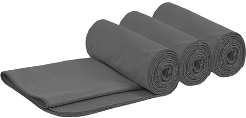 HIDMD Microfibre Sports Towel Mcrofiber Gym Towels for Sweat Swimming Yoga Beach Travel Bath Shower Fitness Exercise Lightweight Camping 40x80cm 3 Pack Grey