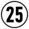 Schild GER047, 25 Geschwindigkeiten, Schwarz und Weiß, selbstklebend, 400 mm x 400 mm
