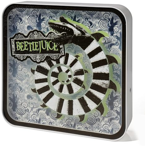 Numskull Lámpara de Escritorio/Pared Oficial Beetlejuice con Logotipo de Acrílico – Luz Ambiental para Dormitorio, Oficina, Hogar, Estudio o Trabajo – Merchandising Oficial de Beetlejuice, Azul