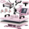 VEVOR 8 en 1 Máquina de Prensado por Calor con Prensa de Vaso de 325-887ml, 300 x 380 mm, Prensa Térmico con Giro de 360° con Control Digital Preciso para Camiseta, Taza, Sombrero y Plato, Rosa