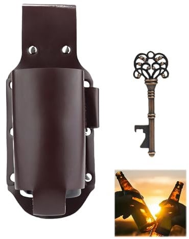Bierholster,Biergürtel Bierhalter,PU Leder Flaschenhalter Gürtel Bierflaschenhalter Bierholster mit Flaschenöffner,Bier Holster Getränkehalter Gürtel, Geschenk für Bierliebhaber,Halloween,Weihnachten