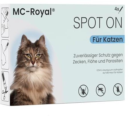 MC-Royal® Spot On Zeckenschutz für Katzen [3 Monate effektiver Schutz vor Zecken] Zeckenmittel für Katzen -Zeckenschutz Katze - Spot On for Cats