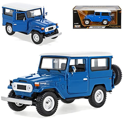 Motormax T*o*y*o*t*a Land Cruiser FJ40 Blau mit Weiss 3 Türer 1960-1984 1/24 Modell Auto