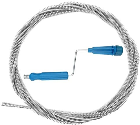 Fervalyna Cable Desatascador Tuberias Profesional, Guia Alambre Desatascador Tuberias, Muelle Desatascador Fregadero, Herramientas para Limpieza de Tuberías, Espiral Limpiatubos Manual (5 m, Ø 5 mm)