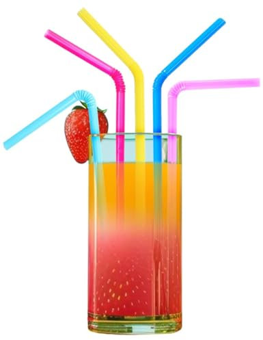 SYLVA-200 Drinking Straws, Multi-Coloured Straws,Weddings, Party Straws –Suitable for Hot & Cold Drinks, Eco-Friendly Bendable Drinking Straws,BPA-Free,Made from Plants