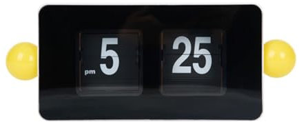 MagiDeal Auto Uhr Orament Home Decor kreative automatische Seite Wenden Sie Uhr Große Zahlenausstellung für Regal Schulschlafzimmer, Schwarz Gelb