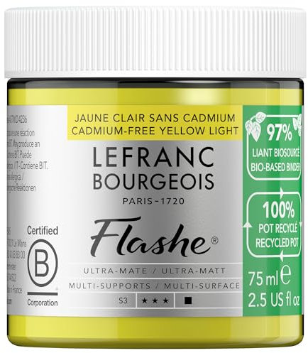 Lefranc Bourgeois Flashe Bio Based Peinture acrylique Pot de 75ml Jaune Clair Sans Cadmium Série 3