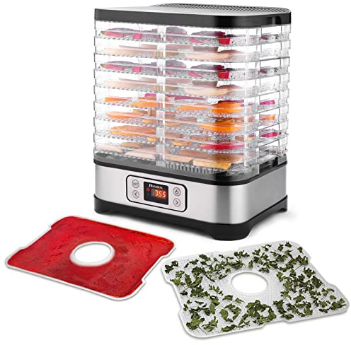 Nictemaw Dörrautomat 8 Etagen 400W mit Timer & Temperaturkontrolle | Dörrapparat Edelstahl BPA-frei (35-70°C). Ideal für Beef Jerky, Trockenfrüchte und Gemüse